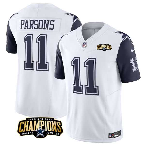 Men & Women & Youth Dallas Cowboys #11 Micah Parsons White Navy 2023 F.U.S.E. NFC East Champions Patch Stitched Jersey,We sell and wholesale Men & Women & Youth Dallas Cowboys #11 Micah Parsons White Navy 2023 F.U.S.E. NFC East Champions Patch Stitched Jersey on line form chian!